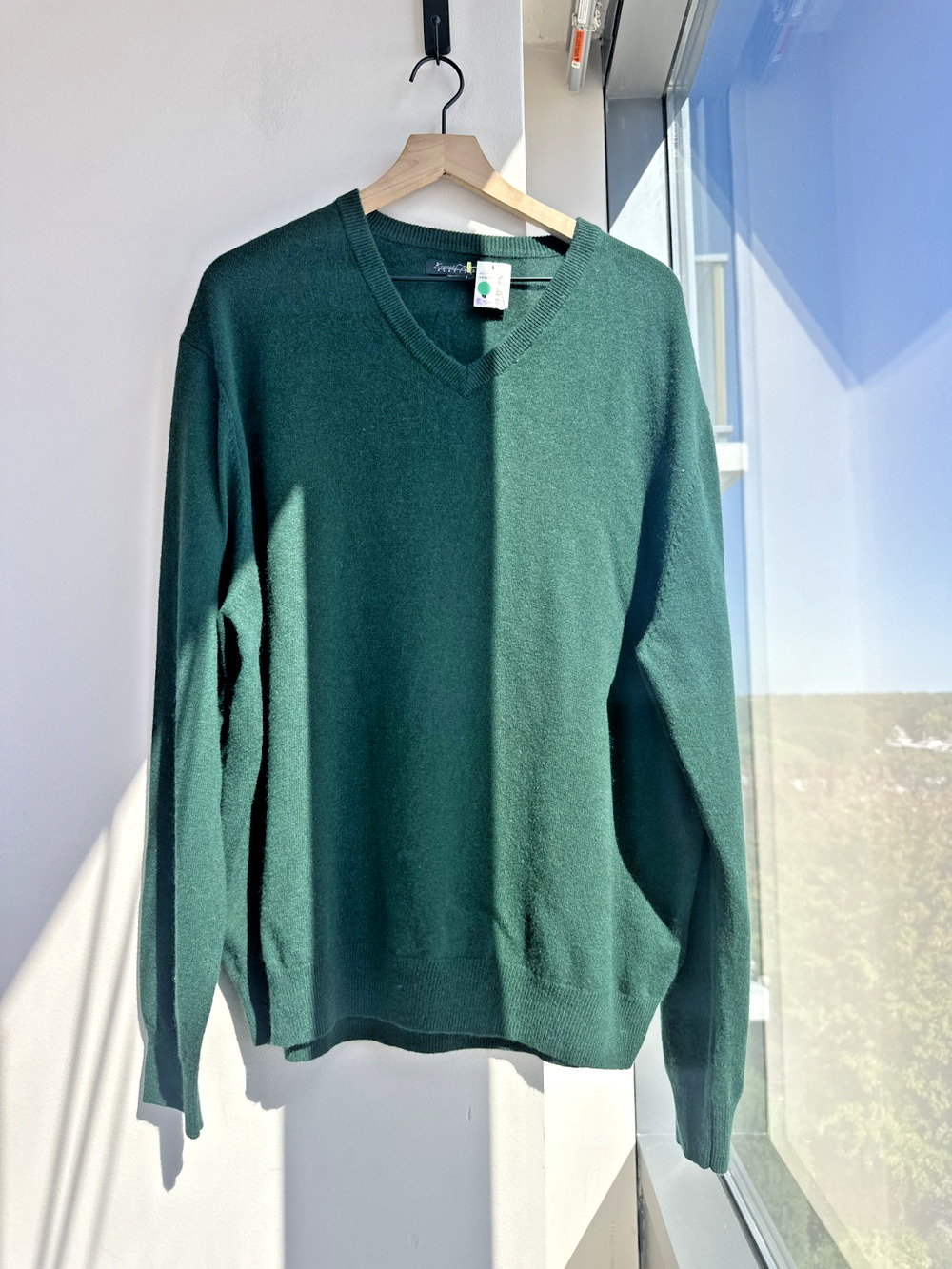 Kenneth Roberts Platinum 100% Cashmere Green V-neck Sweater Sz XXL NWT